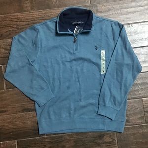 NWT Polo Men's 3/4 Zip Blue Sweater XL